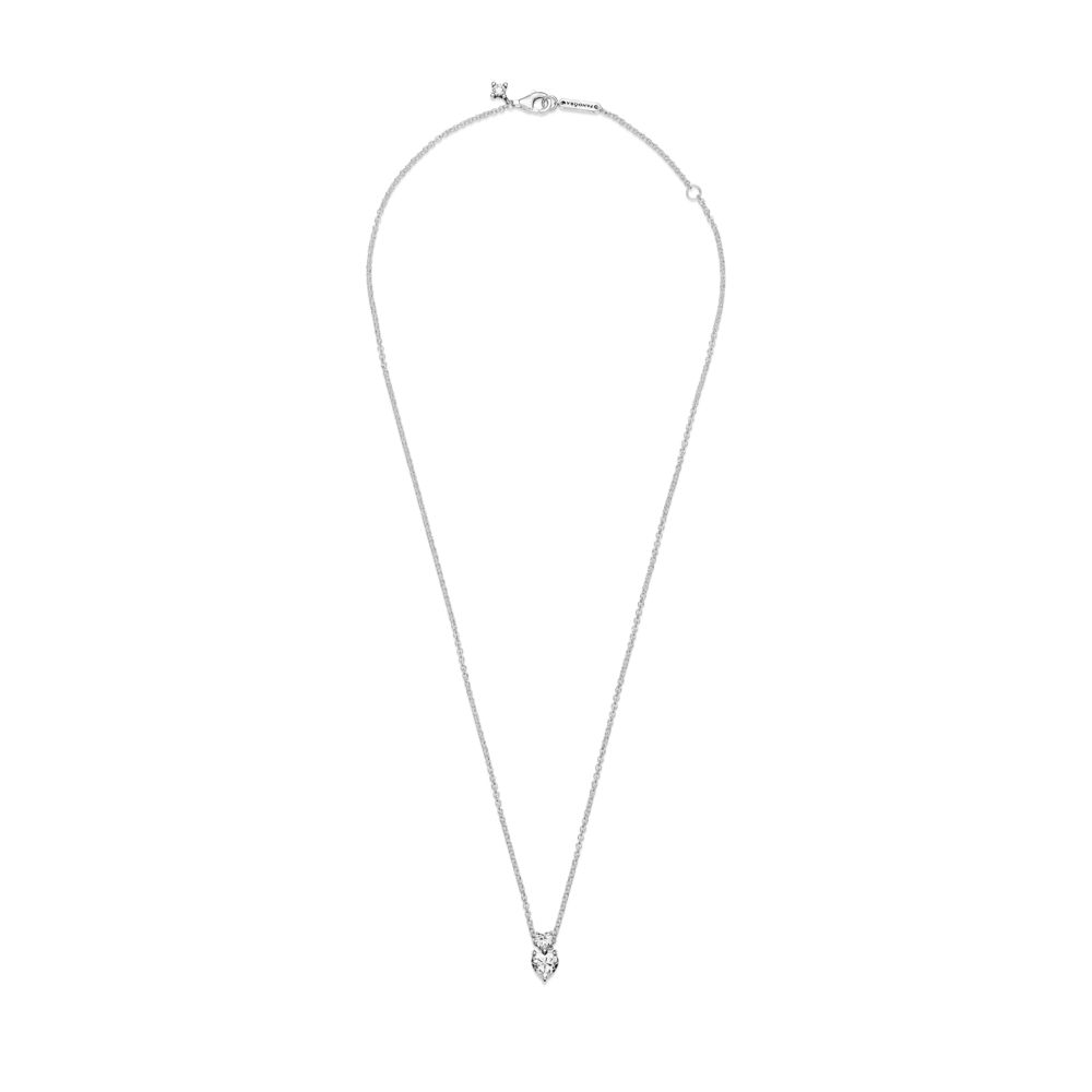 Double Heart Pendant Sparkling Collier Necklace | PANDORA