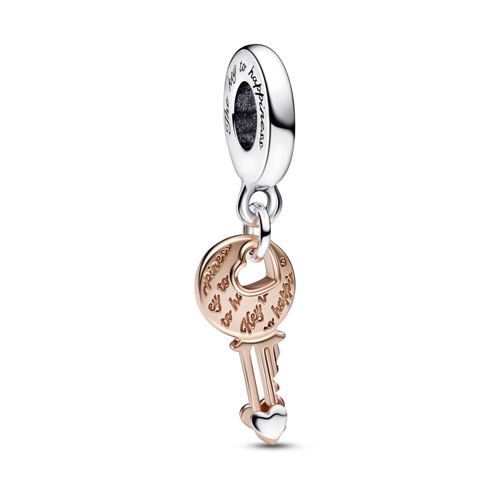 Key sterling silver and 14k rose gold-plated dangle | PANDORA