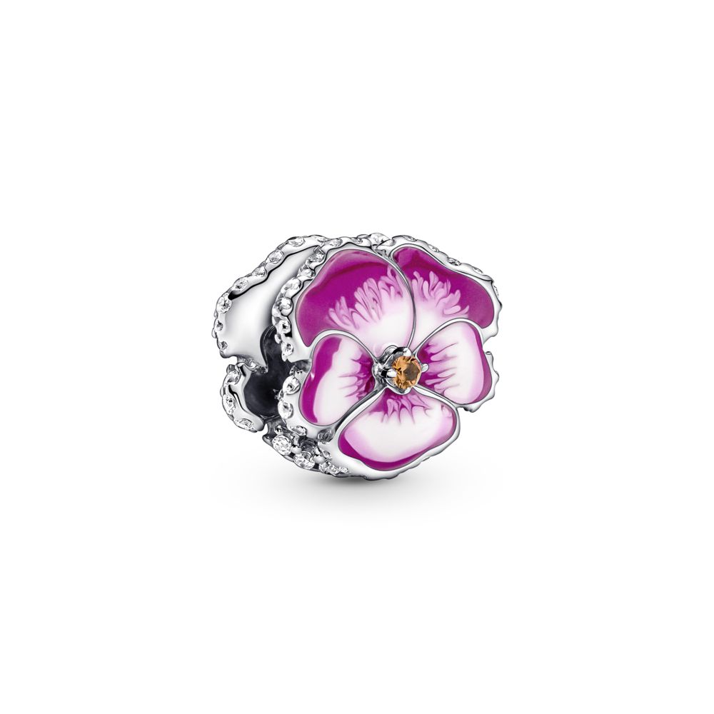 4 Pandora outlets Pink Murano Flower Charms