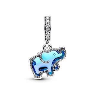 Blue Murano Glass Elephant Dangle Charm 