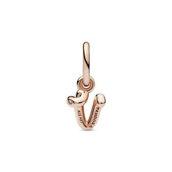 Letter v 14k rose gold-plated dangle with clear cubic zirconia 