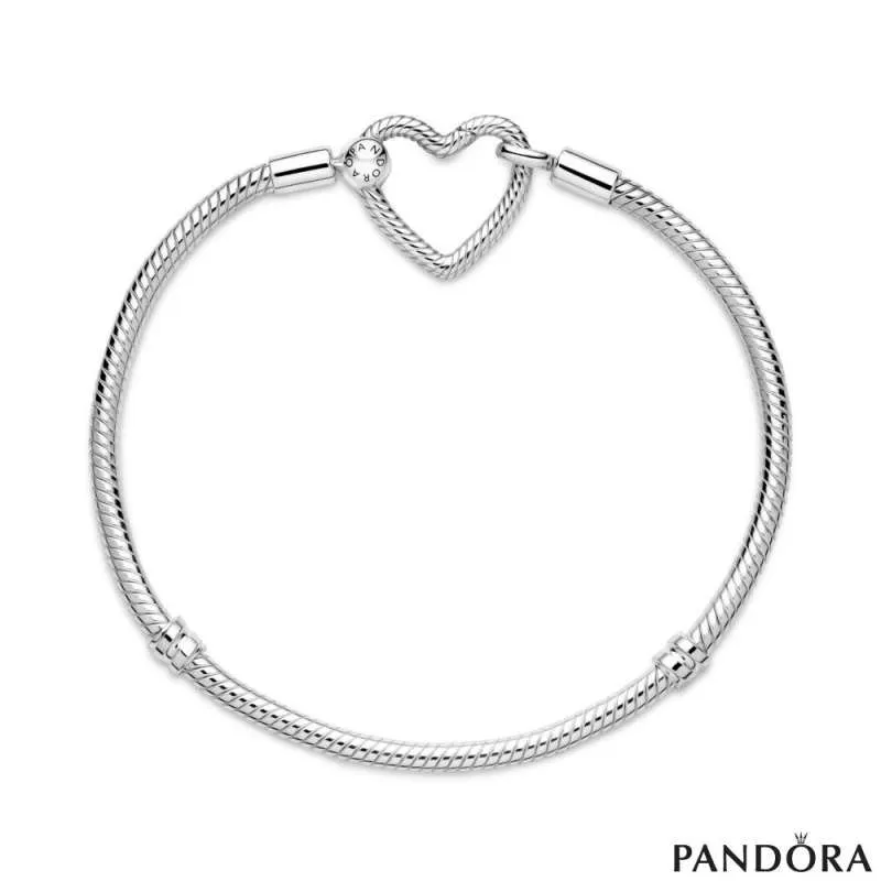 Pandora Moments Heart Closure Snake Chain Bracelet | PANDORA